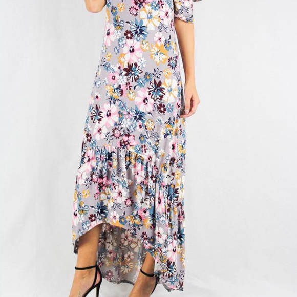 Floral Off-Shoulder High-Low Dress - Picture 3 of 5